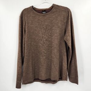 Prana Mens Long Sleeve Crewneck Tee Size Medium Brown Standard Fit
